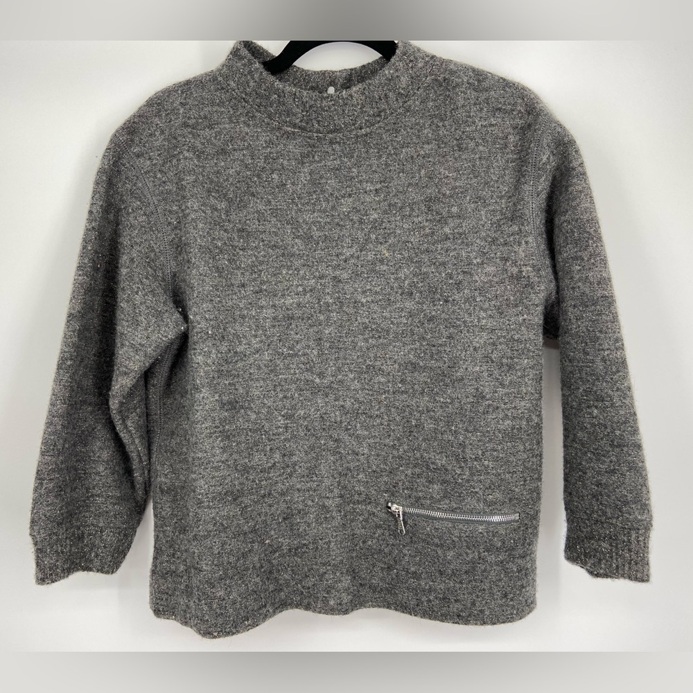 Marc by Marc Jacobs, Grey Turtleneck wool Sweater w/Gold Flecks, snap up back SM